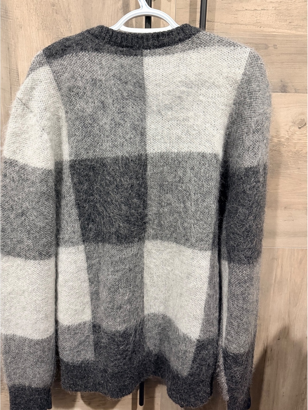 Todd Snyder Brushed Buffalo Check Crewneck Sweater, Size Large, Black and Gray - Picture 7 of 8
